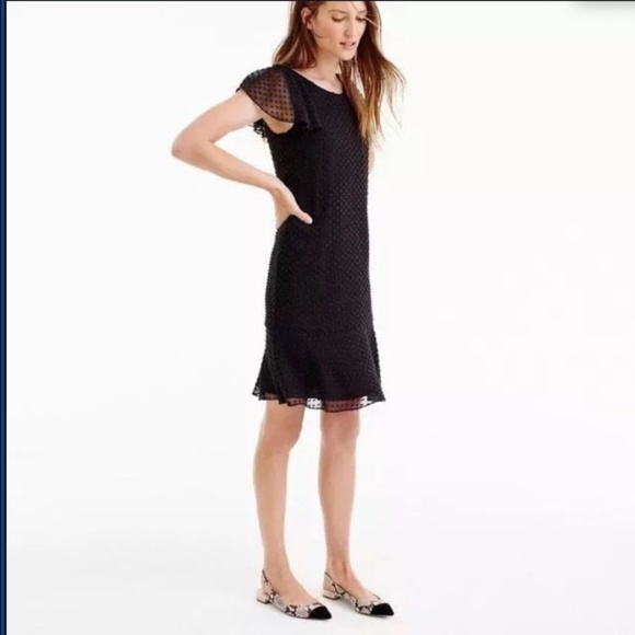 J. Crew Dresses & Skirts - J. Crew Black Silk Ruffled In Textured Swiss Dot